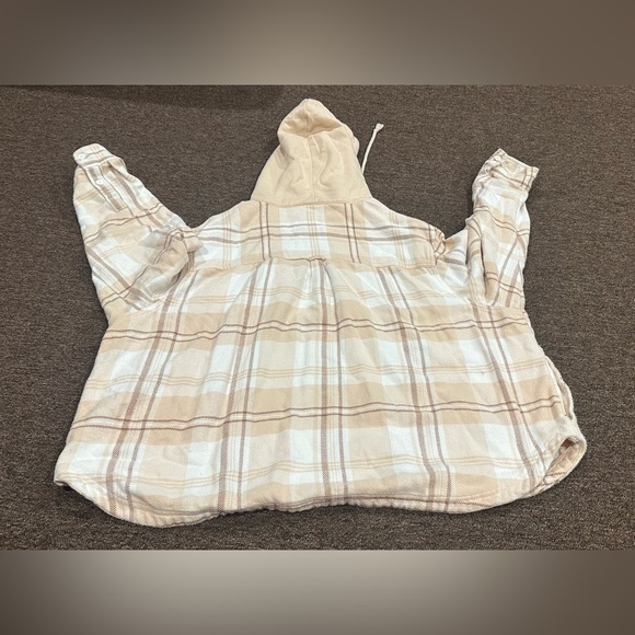 EUC American Eagle Outfitters Women's Plaid Jacket casual Beige White XXL - Picture 3 of 3